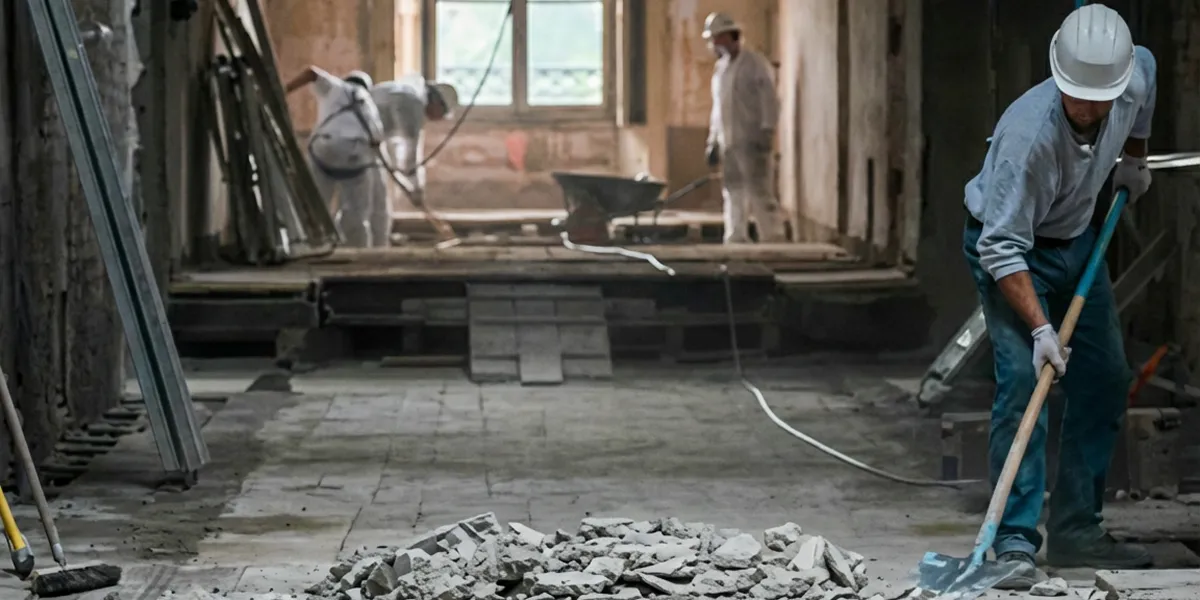 fire damage restoration professionals performing structural cleanup and restoration after a fire in Bloomington, IN